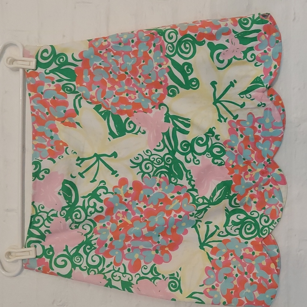 Lilly Pulitzer Scallop Hem Skirt, Size 6,Pink,coral,yellow, green, blue
